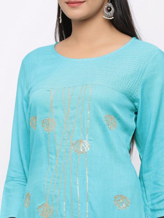 sequined straight kurta - 17280737 - Zoom Image - 4