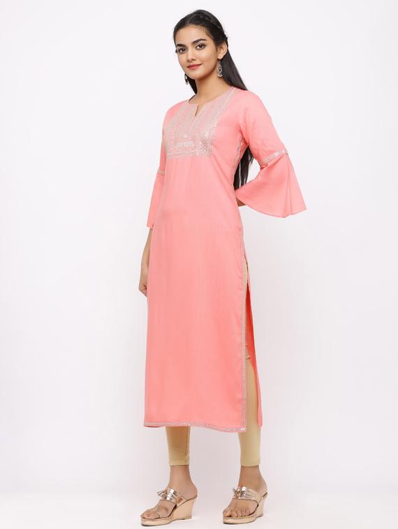 sequined straight kurta - 17280742 - Zoom Image - 2
