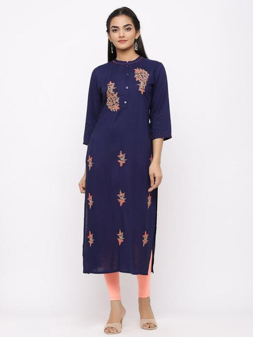 embroidered straight kurta - 17280761 - Standard Image - 1