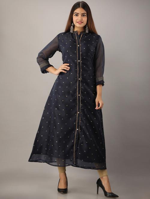 embroidered a-line kurta - 17280782 - Standard Image - 1