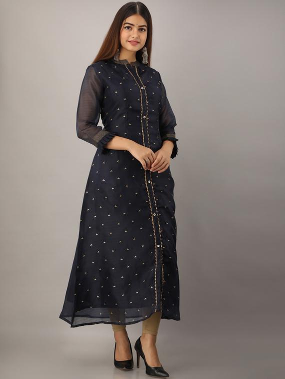 embroidered a-line kurta - 17280782 - Zoom Image - 2