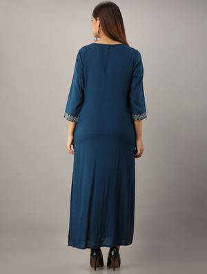 embroidered a-line kurta - 17280785 - Standard Image - 3