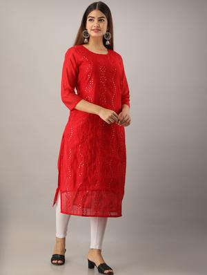 embroidered straight kurta - 17280788 - Standard Image - 2