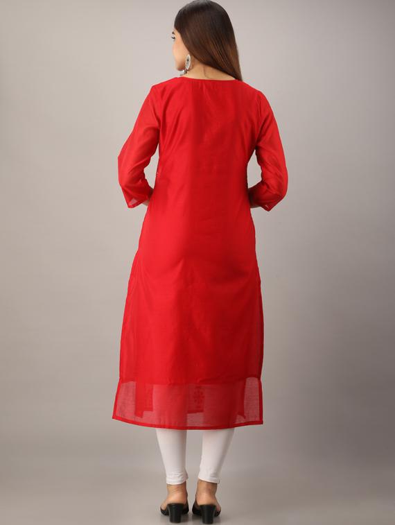 embroidered straight kurta - 17280788 - Zoom Image - 3