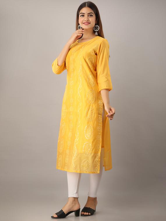 embroidered straight kurta - 17280789 - Zoom Image - 2