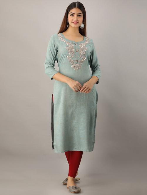 embroidered straight kurta - 17280809 - Standard Image - 1
