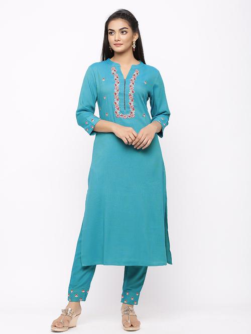 embroidered kurta pant set - 17280819 - Standard Image - 1