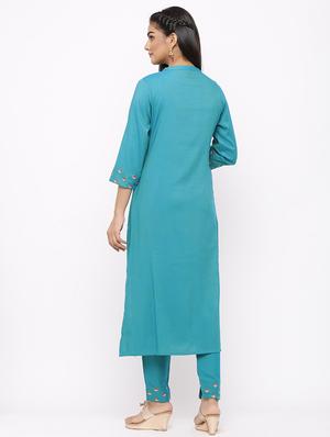 embroidered kurta pant set - 17280819 - Standard Image - 3