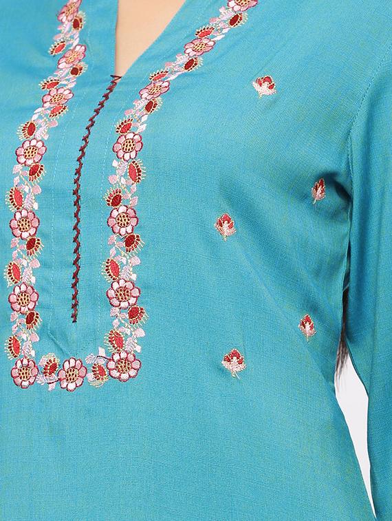 embroidered kurta pant set - 17280819 - Zoom Image - 4