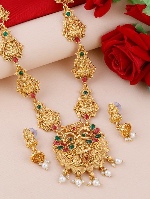 gold plated necklaces and earring - 17280884 - Standard Image - 1