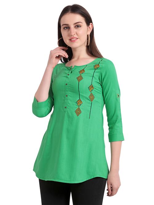 embroidered a-line kurti - 17280897 - Standard Image - 1