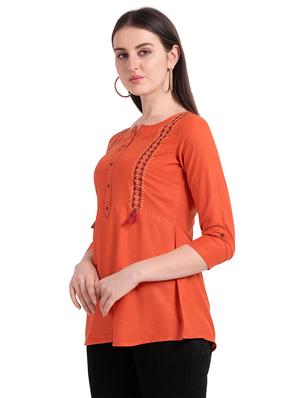 embroidered a-line kurti - 17280902 - Standard Image - 2