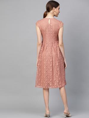 round neck mesh flared dress - 17281265 - Standard Image - 3