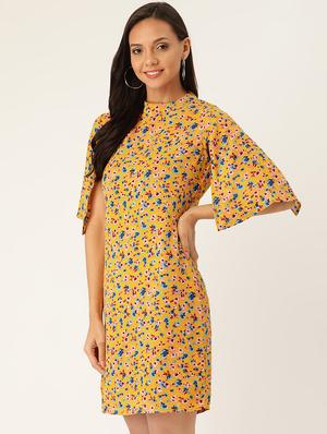 slit sleeved floral a-line dress - 17281277 - Standard Image - 2