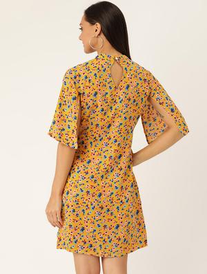 slit sleeved floral a-line dress - 17281277 - Standard Image - 3