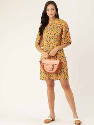 slit sleeved floral a-line dress - 17281277 - Standard Image - 4