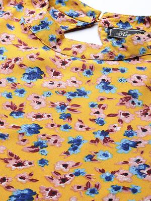 slit sleeved floral a-line dress - 17281277 - Standard Image - 5