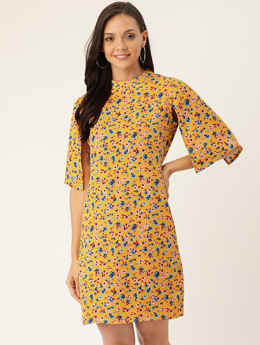 slit sleeved floral a-line dress - 17281277 - Zoom Image - 1