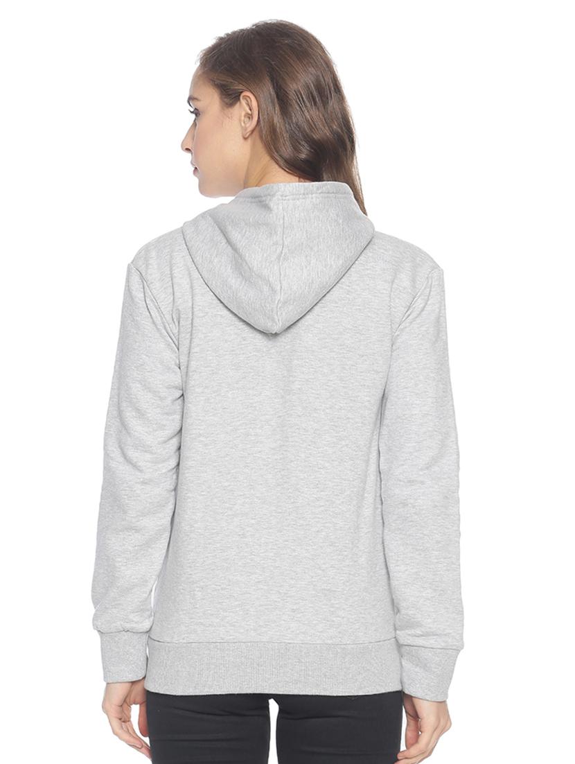 grey melange hooded sweatshirt - 17281394 - Zoom Image - 3