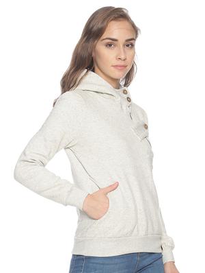 asymmetric zipper melange hoodie - 17281448 - Standard Image - 2