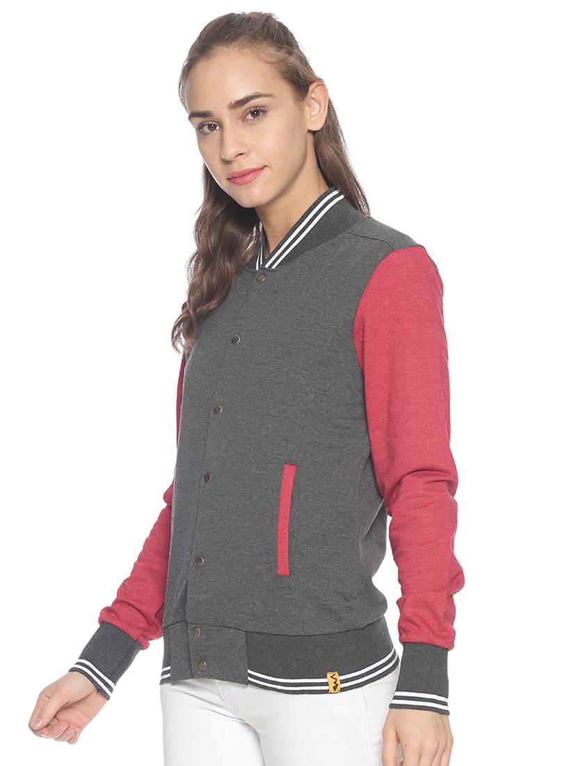 contrast sleeves varsity jacket - 17281460 - Zoom Image - 2