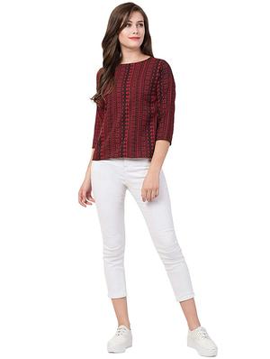 round neck printed top - 17281472 - Standard Image - 4