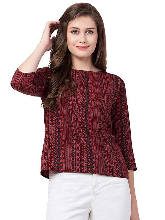 round neck printed top - 17281472 - Zoom Image - 1