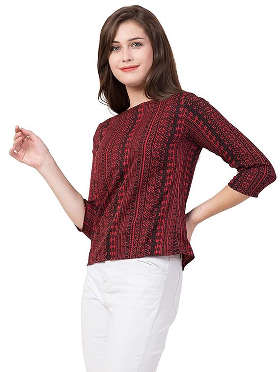 round neck printed top - 17281472 - Zoom Image - 2