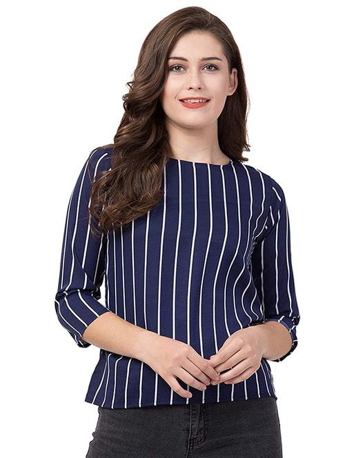 round neck striped top - 17281473 - Standard Image - 1