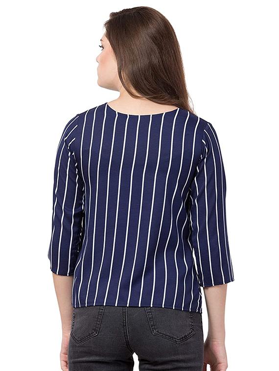 round neck striped top - 17281473 - Zoom Image - 3
