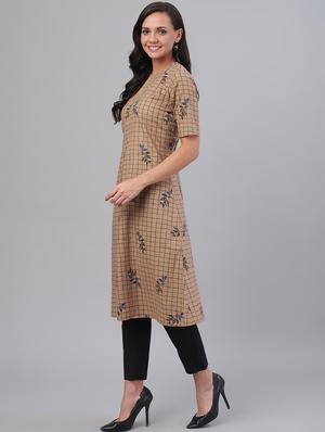 checkered a-line kurta - 17281572 - Standard Image - 2