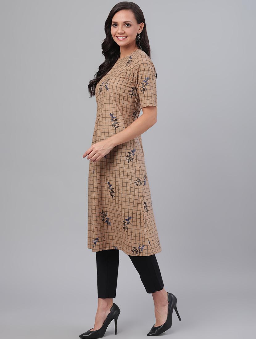 checkered a-line kurta - 17281572 - Zoom Image - 2