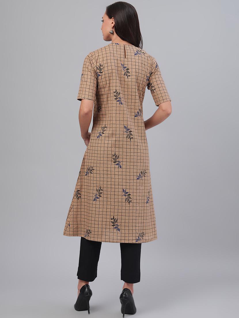 checkered a-line kurta - 17281572 - Zoom Image - 3