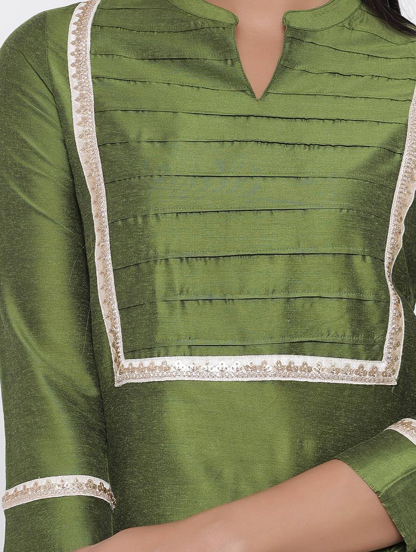 lace detailed solid straight kurta - 17281631 - Zoom Image - 4