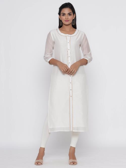 gota work solid straight kurta - 17281634 - Standard Image - 1