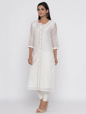 gota work solid straight kurta - 17281634 - Standard Image - 2