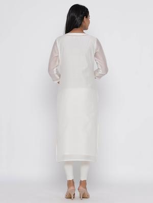 gota work solid straight kurta - 17281634 - Standard Image - 3