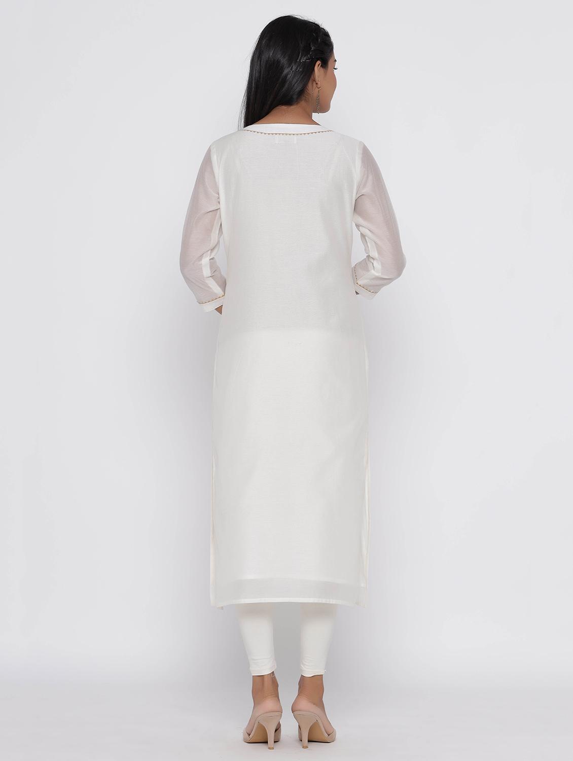 gota work solid straight kurta - 17281634 - Zoom Image - 3