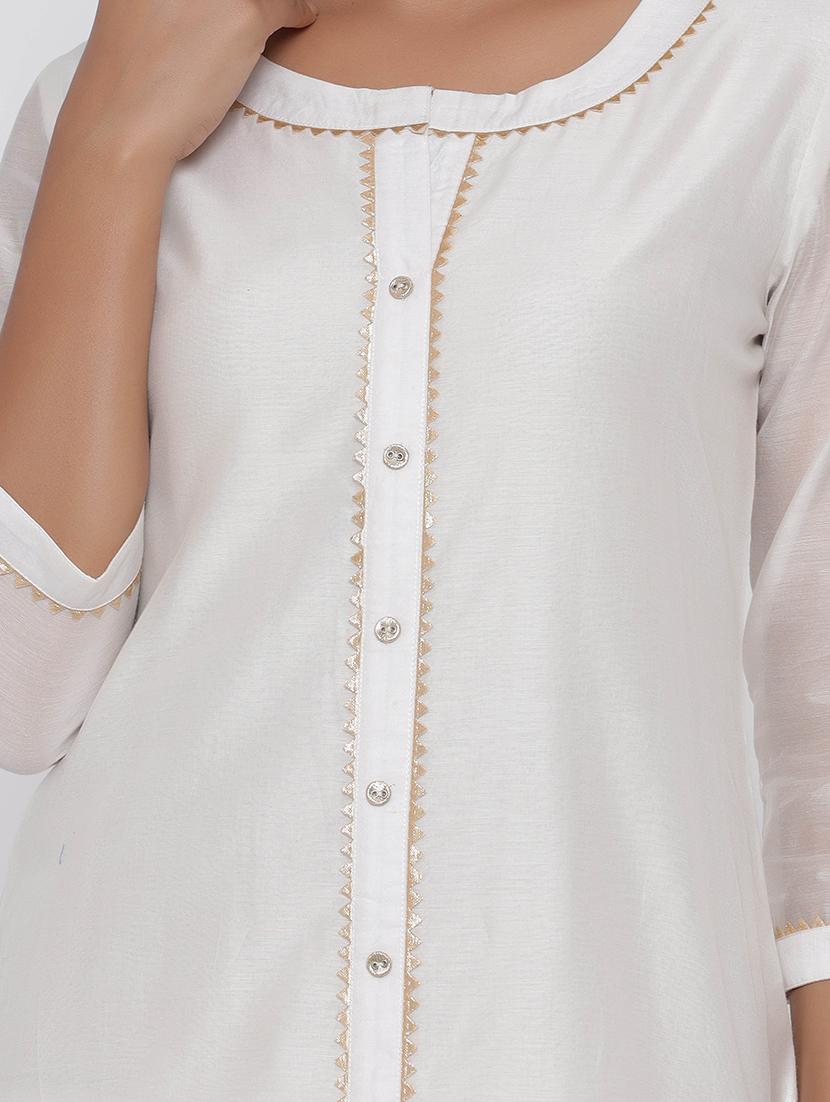 gota work solid straight kurta - 17281634 - Zoom Image - 4