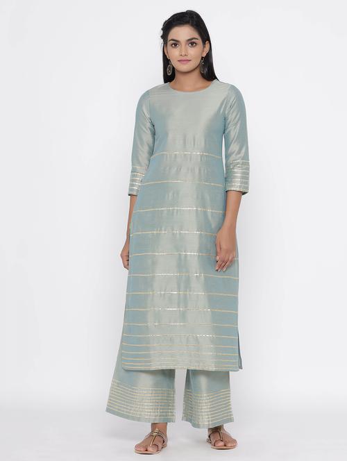solid kurta palazzo set - 17281651 - Standard Image - 1