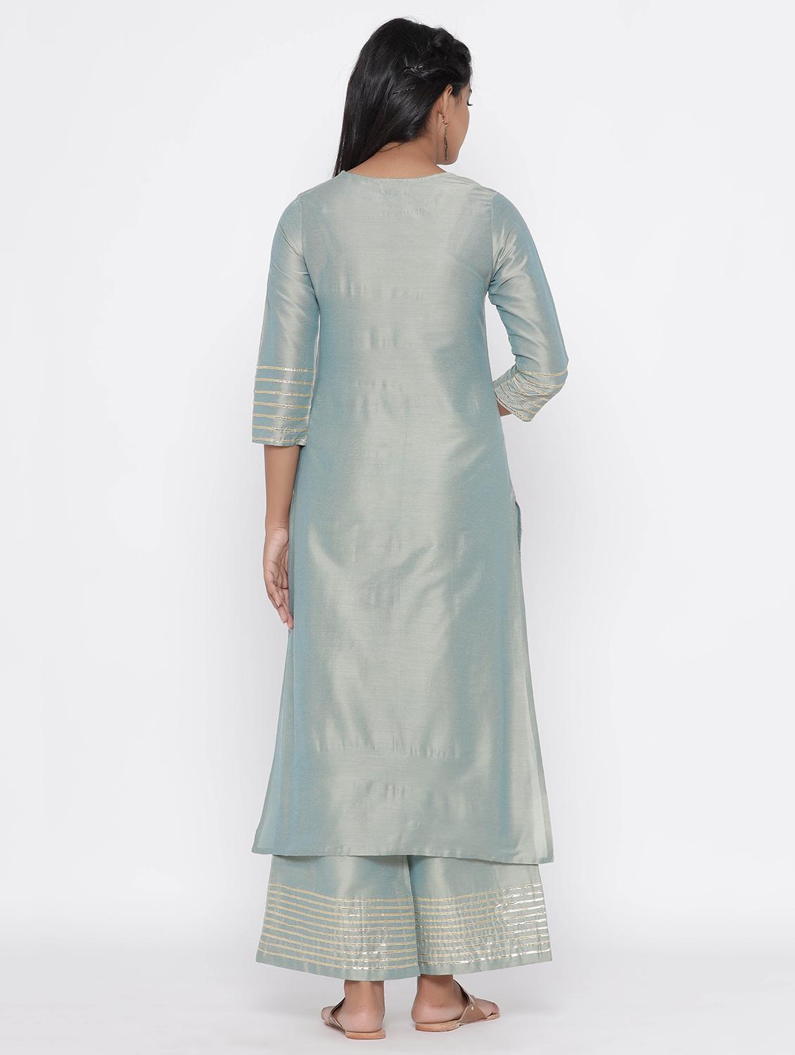 solid kurta palazzo set - 17281651 - Zoom Image - 3