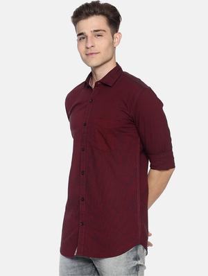 maroon solid casual shirt - 17281802 - Standard Image - 2