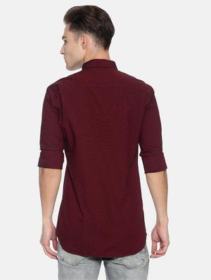 maroon solid casual shirt - 17281802 - Standard Image - 3
