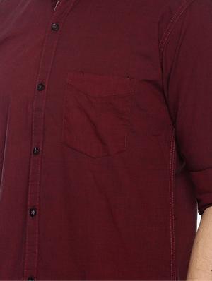 maroon solid casual shirt - 17281802 - Standard Image - 5