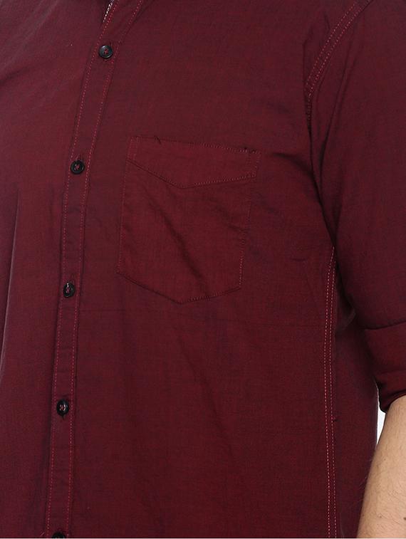 maroon solid casual shirt - 17281802 - Zoom Image - 5