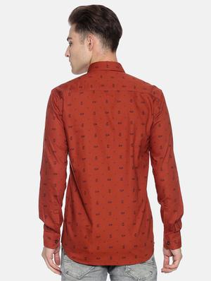 rust printed casual shirt - 17281819 - Standard Image - 3