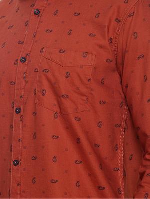 rust printed casual shirt - 17281819 - Standard Image - 5