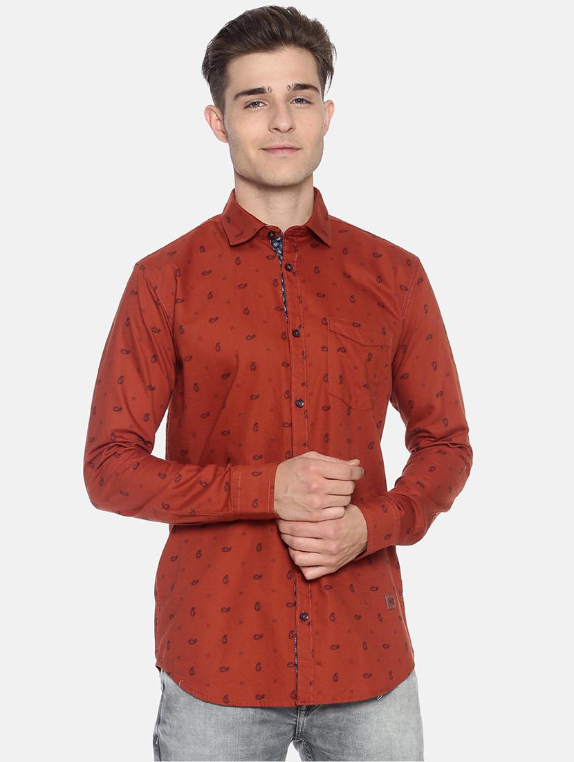 rust printed casual shirt - 17281819 - Zoom Image - 1