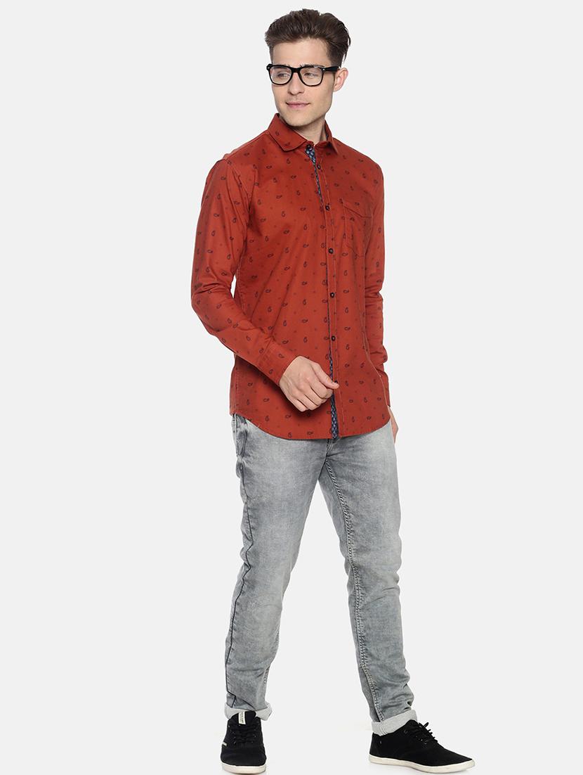 rust printed casual shirt - 17281819 - Zoom Image - 4