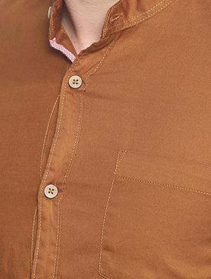 brown solid casual shirt - 17281827 - Standard Image - 5